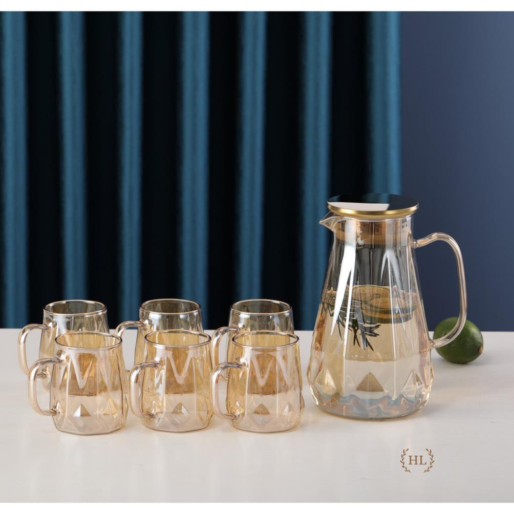 Bình cốc thuỷ tinh phong cách NORDIC Quả Trám | Bộ Bình Ly Thuỷ Tinh Chịu Nhiệt Tạo Hình Dãy Núi(Mix Lẻ)