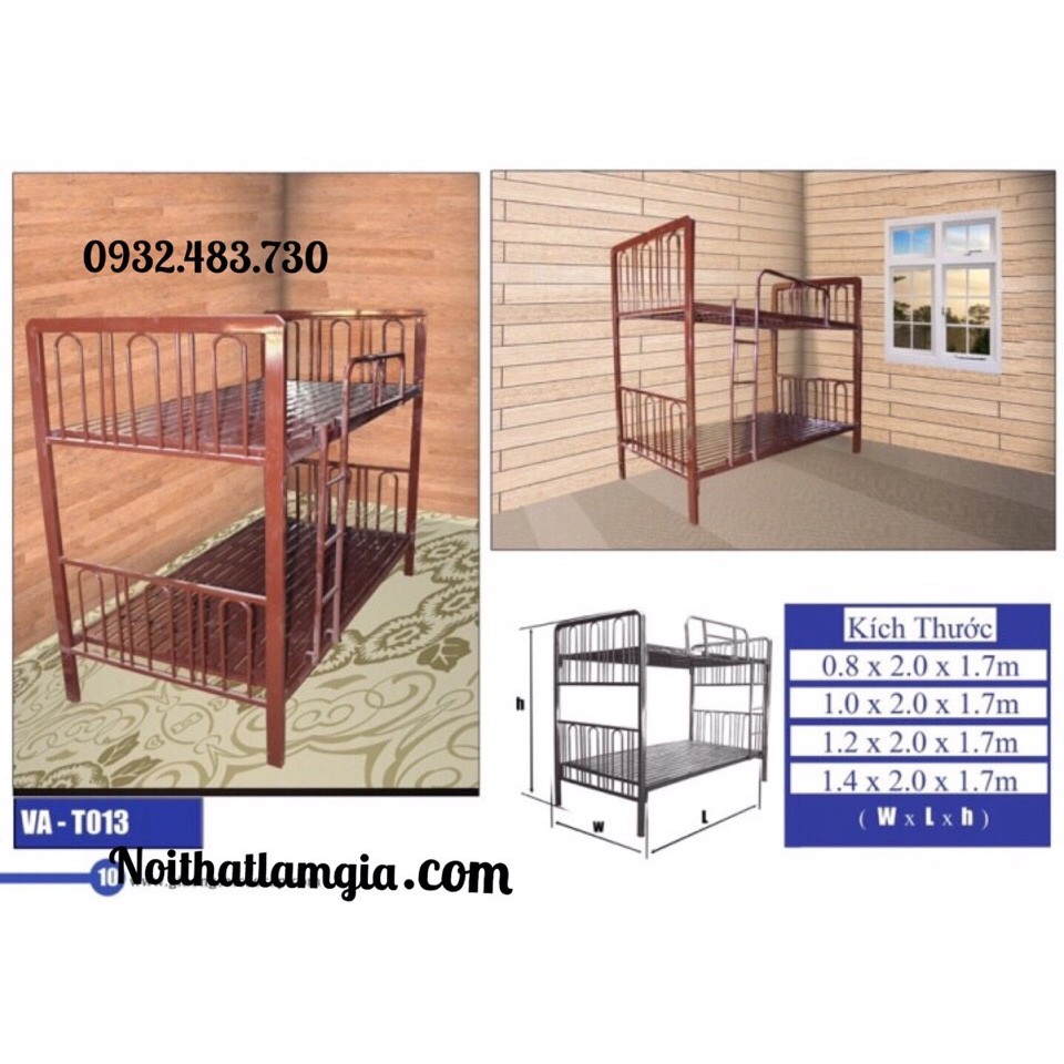 Giường sắt hộp 2 tầng ngang 1m2 giá rẻ tại TP&gt;HCM