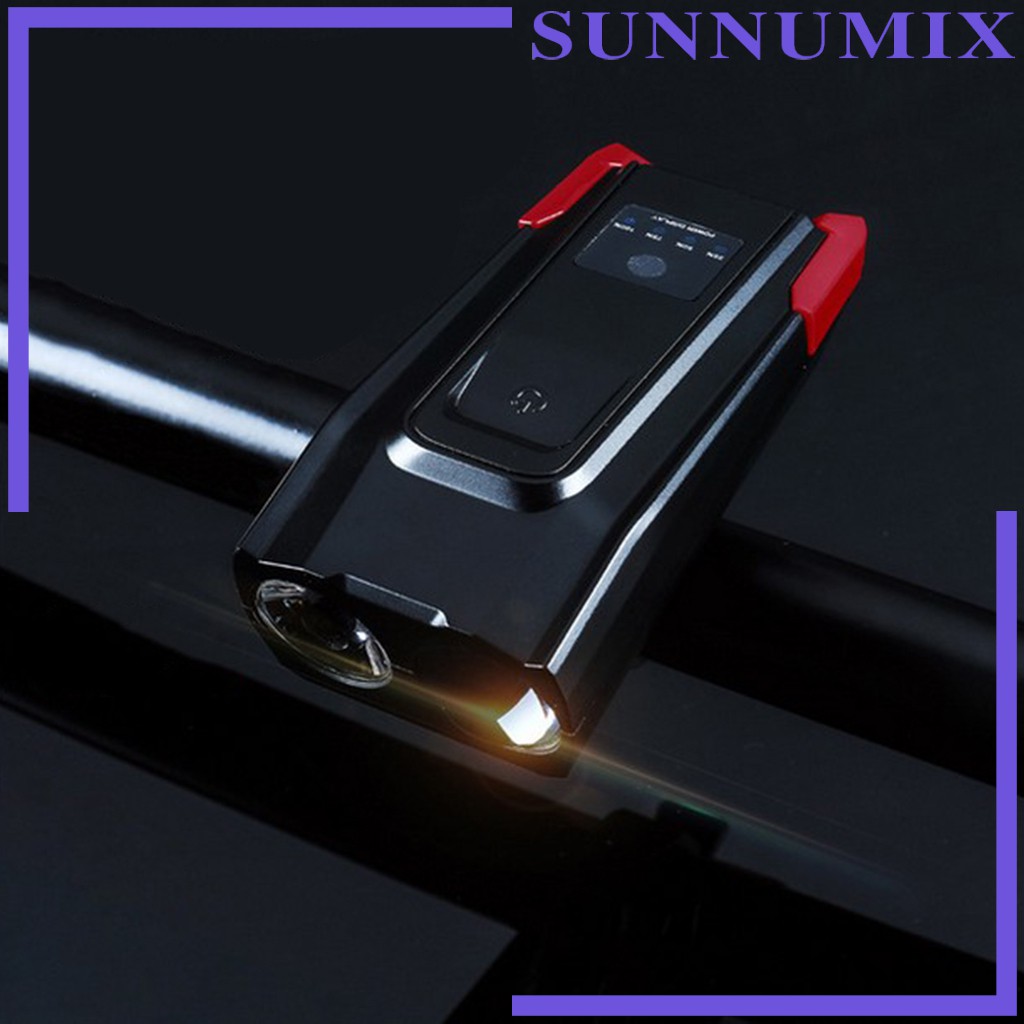 Set Đèn Pha Led + Còi Xe Đạp Sunnimix Chống Thấm Nước Có Cổng Sạc Usb