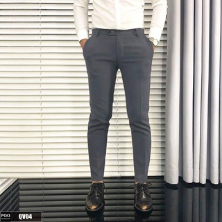 Quần âu màu xám lông chuột, ống côn, dáng Hàn