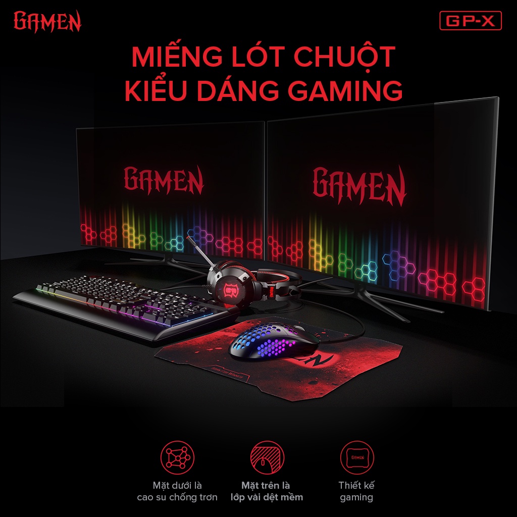 Tấm lót chuột Gamen GP-X bàn di chuột kiểu dáng gaming kích thước 29 x 25 cm