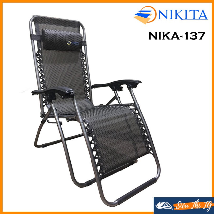 Ghế xếp thư giãn Nikita NIKA 137 - tải trọng 90kg- TẶNG gối siêu nhẹ (BH 6 tháng)