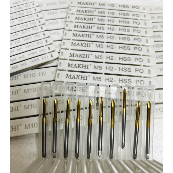 Bộ Taro 7 cây HSS phủ Tin cao cấp hiệu MAKHI, từ M3 đến M12mm, chuyên taro thép