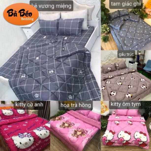 Trọn bộ 5 món ga gối chăn phao poly cotton có ruột bông dày loại 1