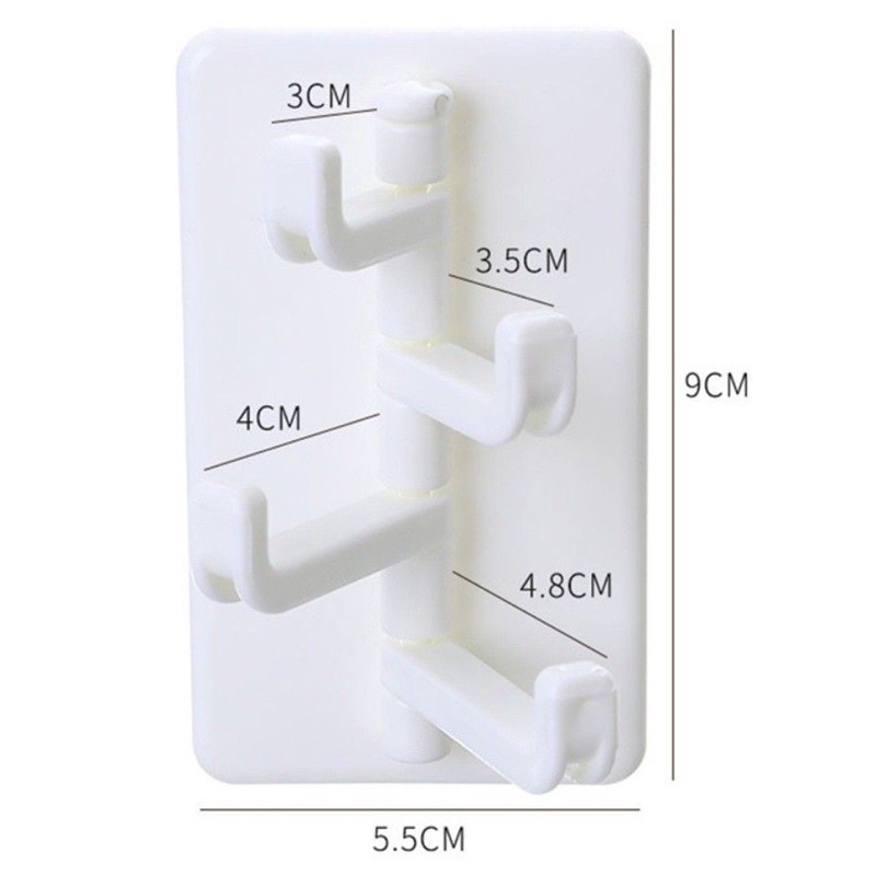 Móc Dán Tường 4 Chấu Xoay Chiều Treo Đồ Đa Năng