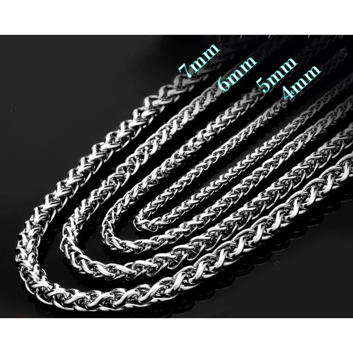DÂY CHUYỀN NAM INOX KIỂU BÔNG DỪA 4LY đẹp, không đen