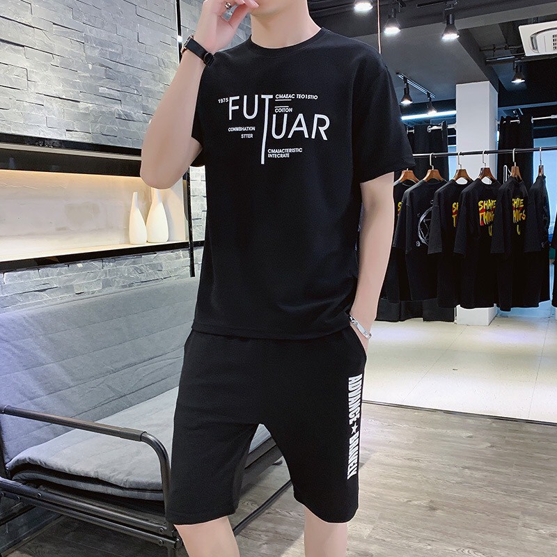 Bộ hè thể thao nam chất cotton 100% Co Dãn, kiểu dáng chuẩn form họa tiết trẻ trung năng đông | BigBuy360 - bigbuy360.vn