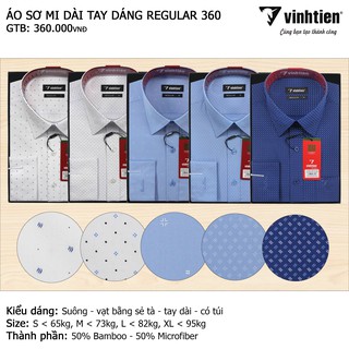 Áo sơ mi nam dài tay Vĩnh Tiến form regular vạt ngang 415 - in họa tiết