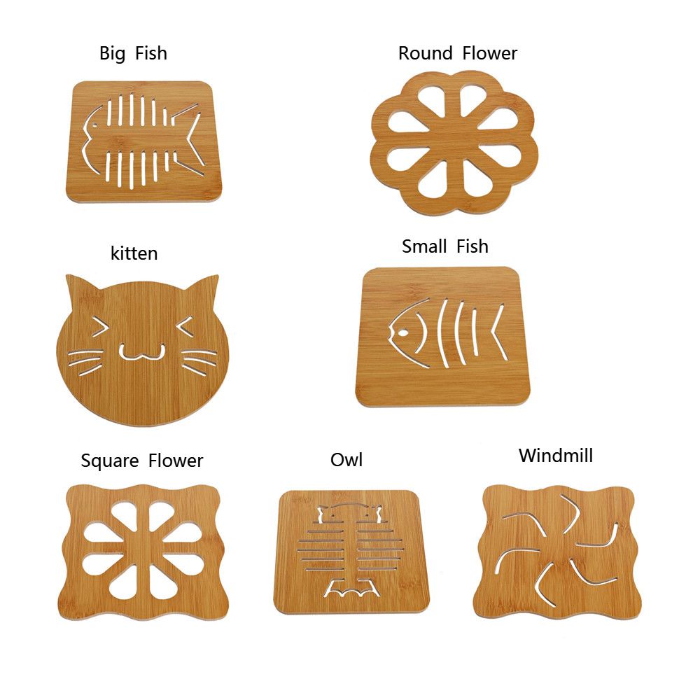 Tấm Lót Bàn Ăn Bằng Sợi Gỗ Chịu Nhiệt Chống Trượt Chống Bỏng Dễ Thương