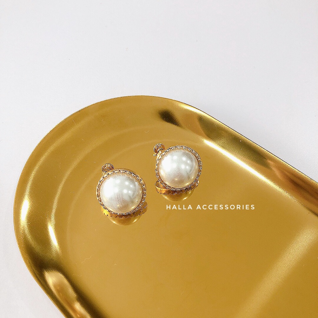 Khuyên tai đính hạt trai , sáng đẹp, bền màu HALLA BT101 BT131 BT144