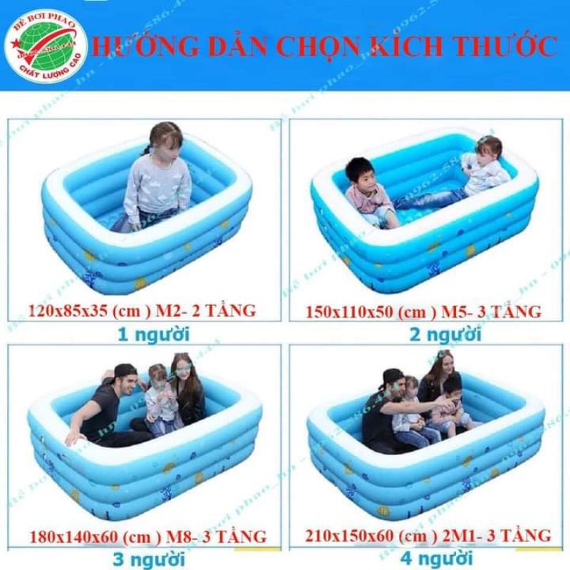 Bể bơi tắm cho bé tại nhà kích thước 1m8, 2m1