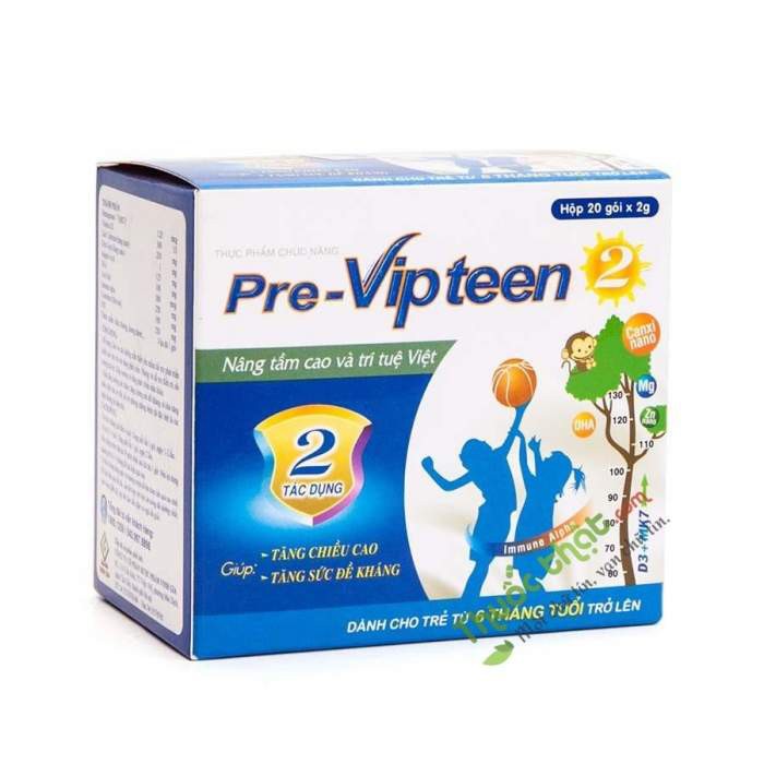 Pre-Vipteen 3 - Hỗ trợ phát triển chiều cao, trí não cho trẻ (Hộp 20 gói)