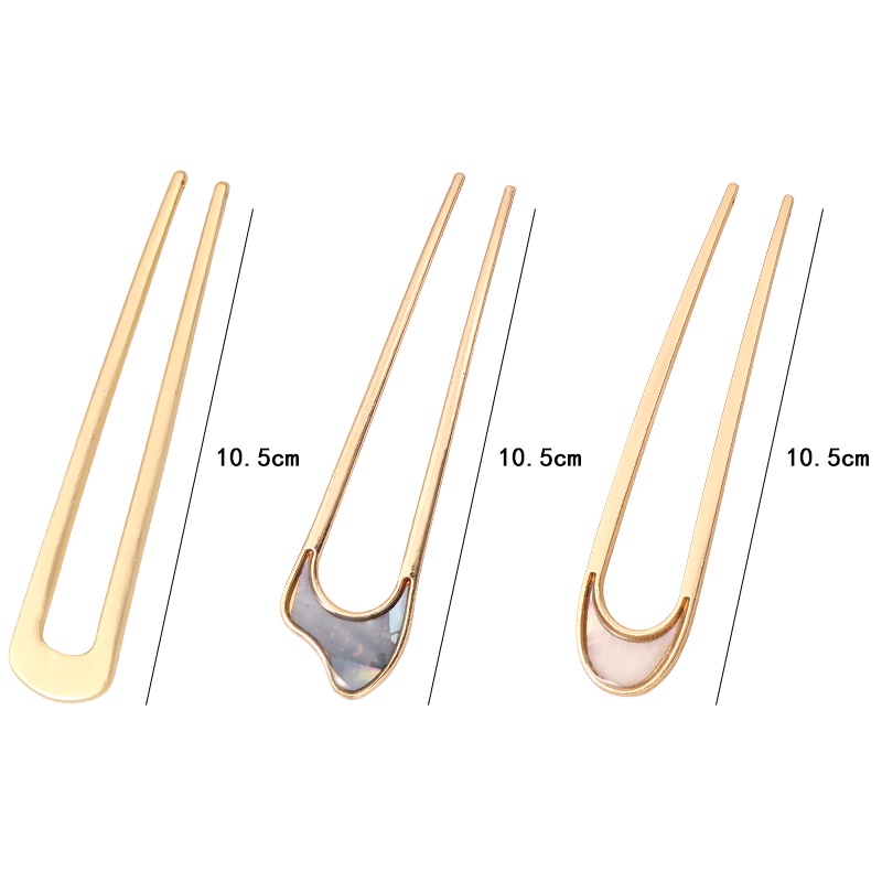 Kẹp tóc kim loại hình chữ U đơn giản thời trang