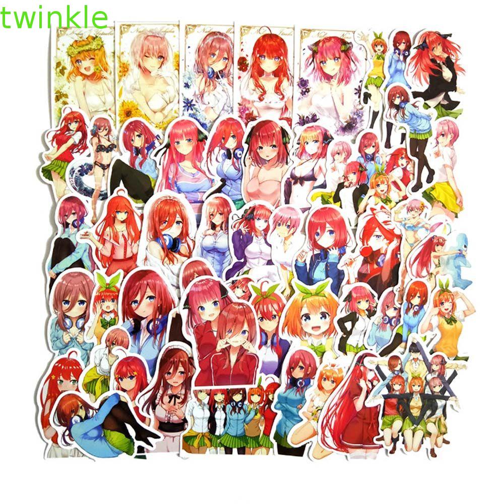 TWINKLE 50pcs/pack Decorative Stickers Anime Decals Anime Stickers The Quintessential Quintuplets Nakano Miku Waterproof Stationery Sticker For Laptop Luggage PVC Fans Collection Gifts Car Stickers