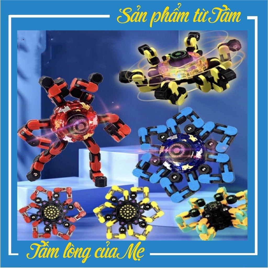 Con Quay Đồ Chơi Spinner Robot Biến Hình Thông Minh Có Đèn Led Phát Sáng Cho Bé