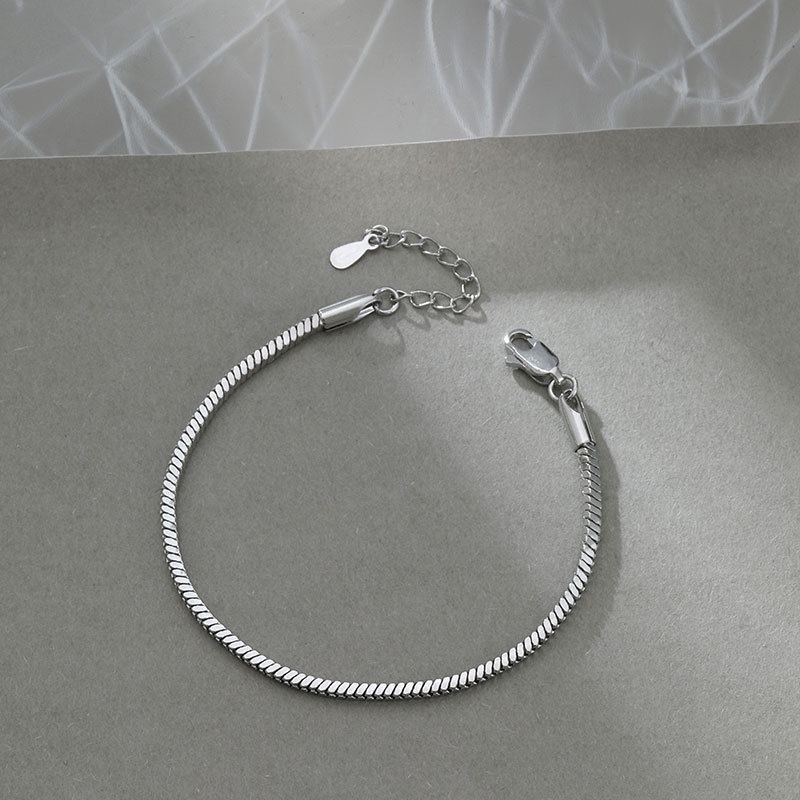 Vòng Tay Cặp Đôi Hình Xương Rắn Bằng Bạc Đơn Giản Làm Quà Tặng Valentine