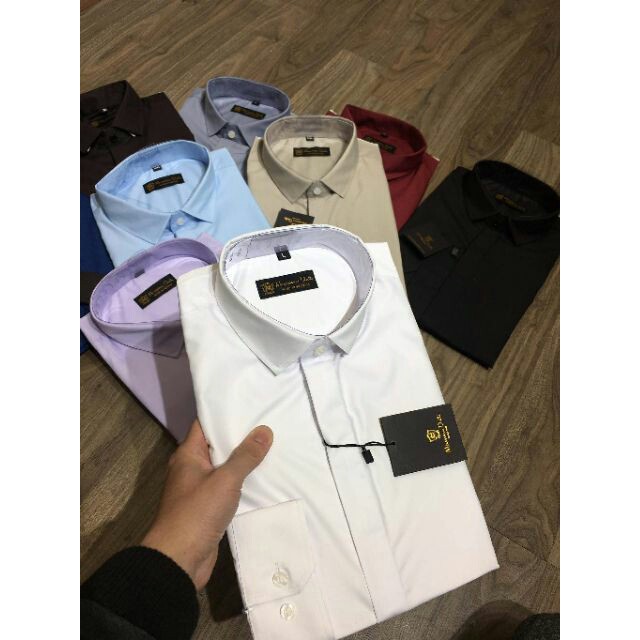 Sơ mi màu tự chọn cao cấp vải nhập KOREA, đứng cổ vải mềm | BigBuy360 - bigbuy360.vn