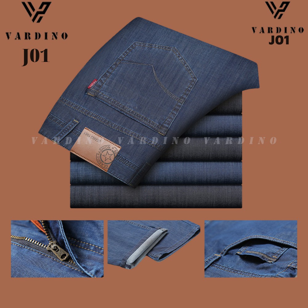 Quần jean nam trung niên Vardino vải mịn lạnh cao cấp nhập khẩu nguyên chiếc kiểu công sở giặt không phai không bai giãn