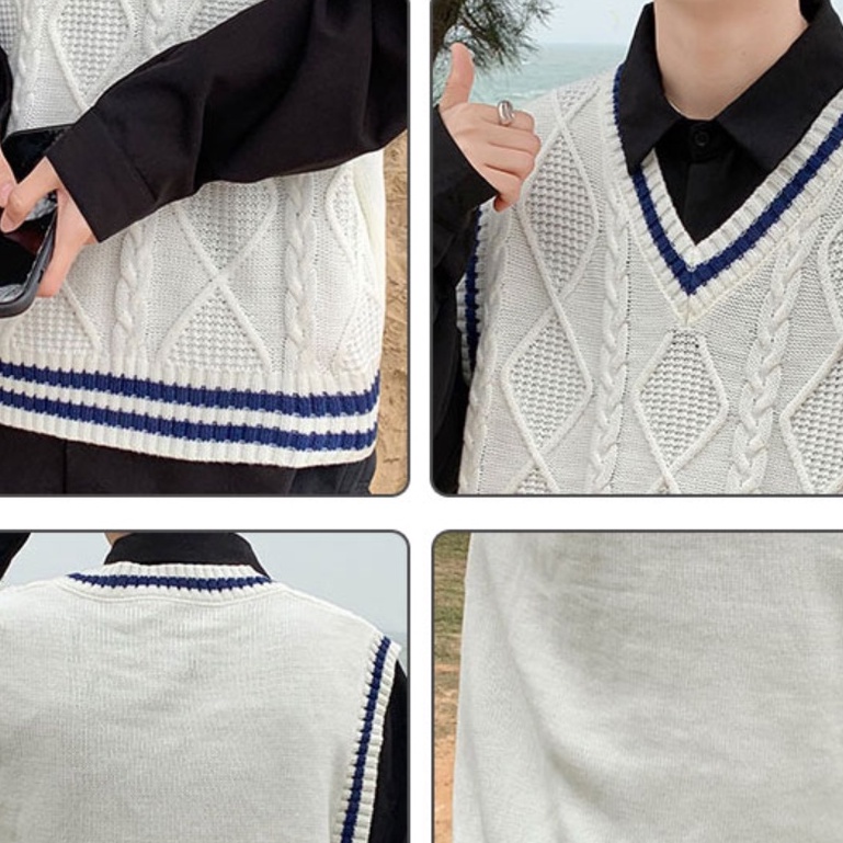 Áo Len Cộc Tay Cổ Chữ V Cổ Điển Phong Cách Hàn Quốc Cho Nam Và Nữ Áo Tanktop ÁO Nam Sexy ÁO Ba Lỗ TrắNg Áo Sát Nách Nam