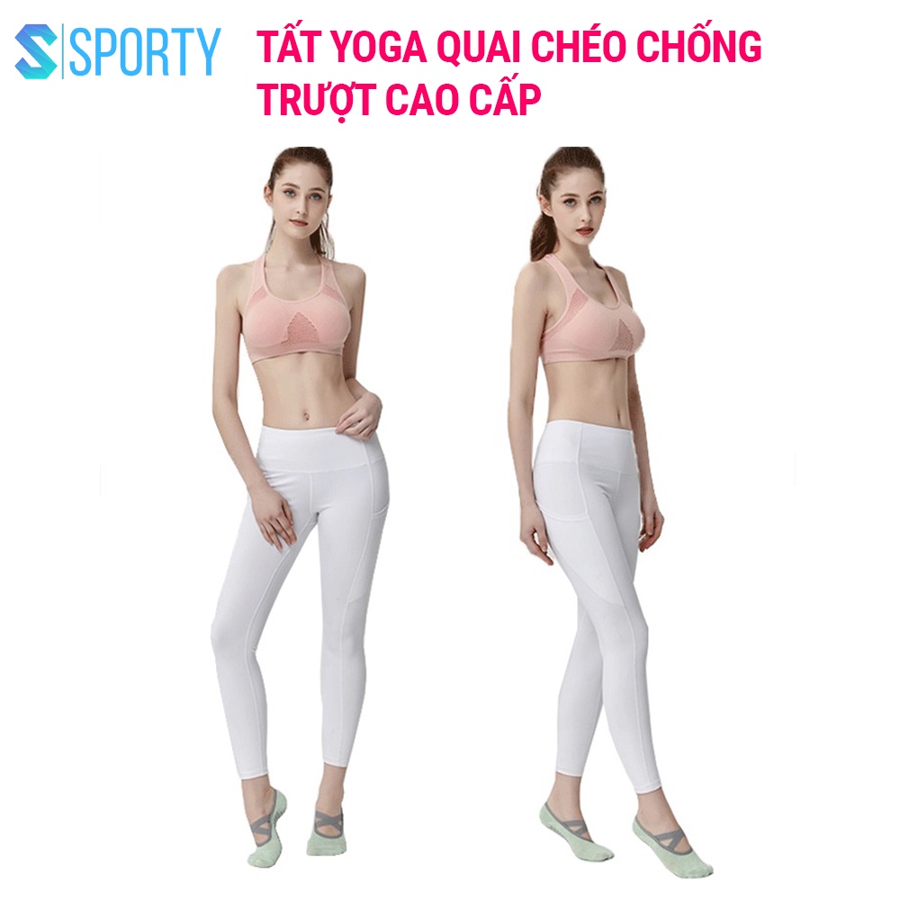 Tất Yoga, Vớ Yoga SPORTY quai chéo chống tuột cao cấp tập thể dục chống trượt, êm ái, tránh hôi chân đảm bảo an toàn