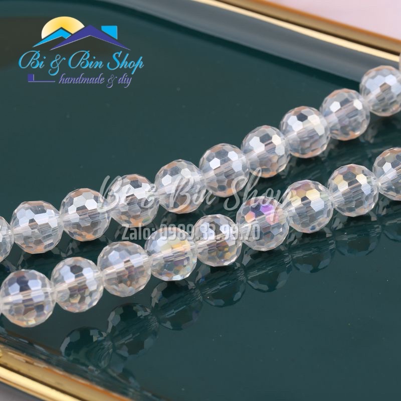 25 Viên Pha Lê Tròn Góc Nhuyễn 96 Mặt Làm Trang Sức Handmade