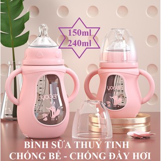 BÌNH SỮA THUỶ TINH YOUEN CHỐNG VỠ, CHỐNG ĐẦY HƠI CHO BÉ 240ml, 150ml