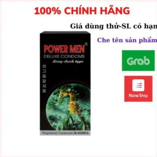 Combo t 3 hộp- bao cao su power men cá ngựa đen- bcs powermen chống xt sớm, siêu mỏng