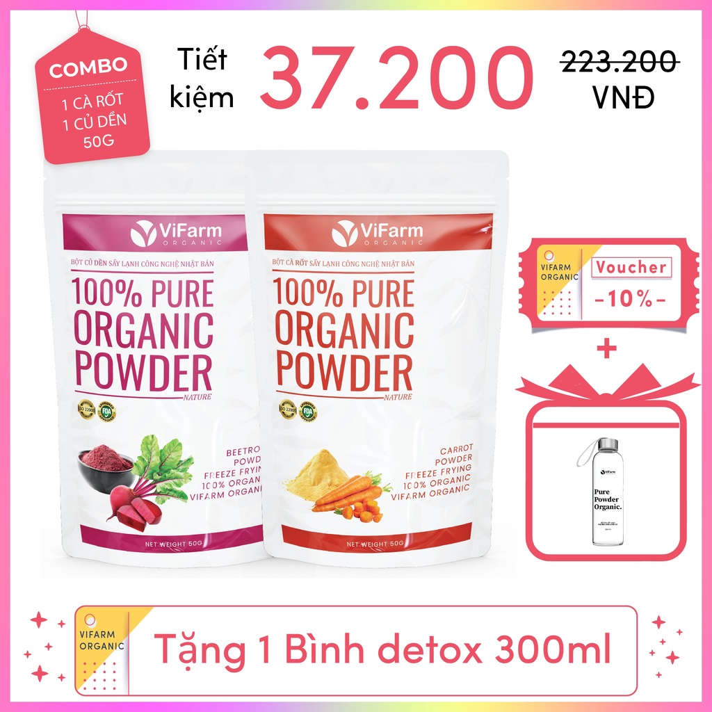  Bột Cà Rốt Nguyên Chất 50g Bổ Sung Vitamin A, Bột Cà Rốt Hữu Cơ Dinh Dưỡng Và Detox