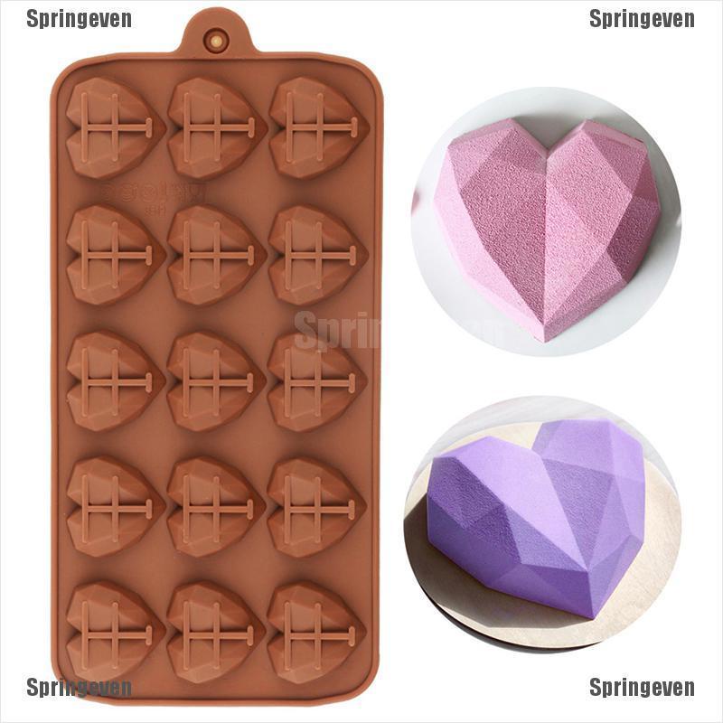 Khuôn Silicone 15 Ngăn Tạo Hình Trái Tim Trang Trí Bánh Kẹo Tiện Dụng