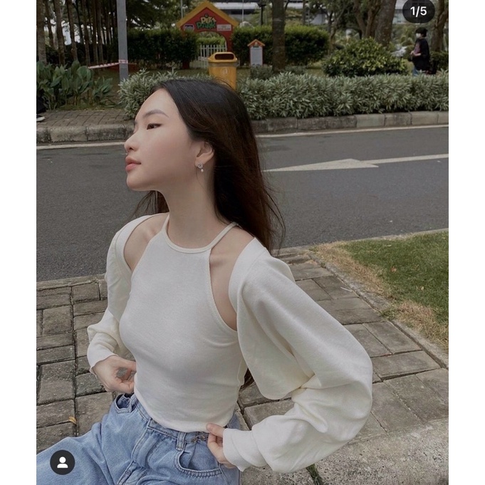 Sét Áo Cổ Yếm Kèm Khoác Gân 2M 🦋FREESHIP 🦋Áo Siêu Hot Trong Mùa Đông Năm Nay