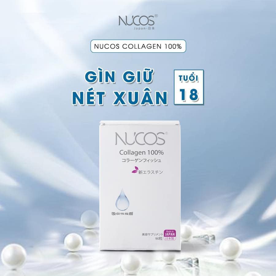 Viên Uống Giúp Săn Da Ngừa Chảy Xệ 100% Collagen Nucos Hộp 90 viên