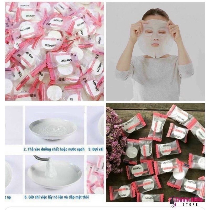 GÓI 100 VIÊN mặt nạ nén Miniso túi