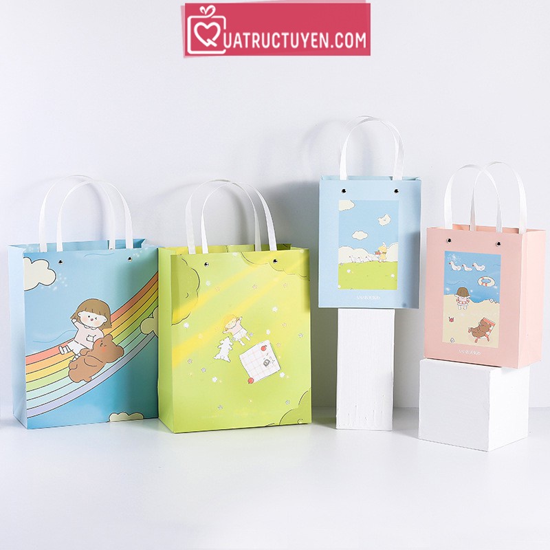 Túi giấy đựng quà hoạ tiết hoạt hình dễ thương - Túi quà tặng cute