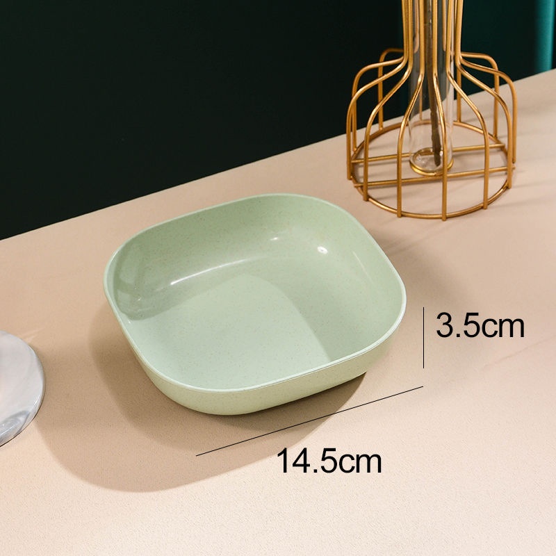Đĩa nhựa lúa mạch, set 8 đĩa lúa mạch vuông tròn nhiều màu đựng hoa quả, trái cây đồ ăn tiện lợi - Cocochang