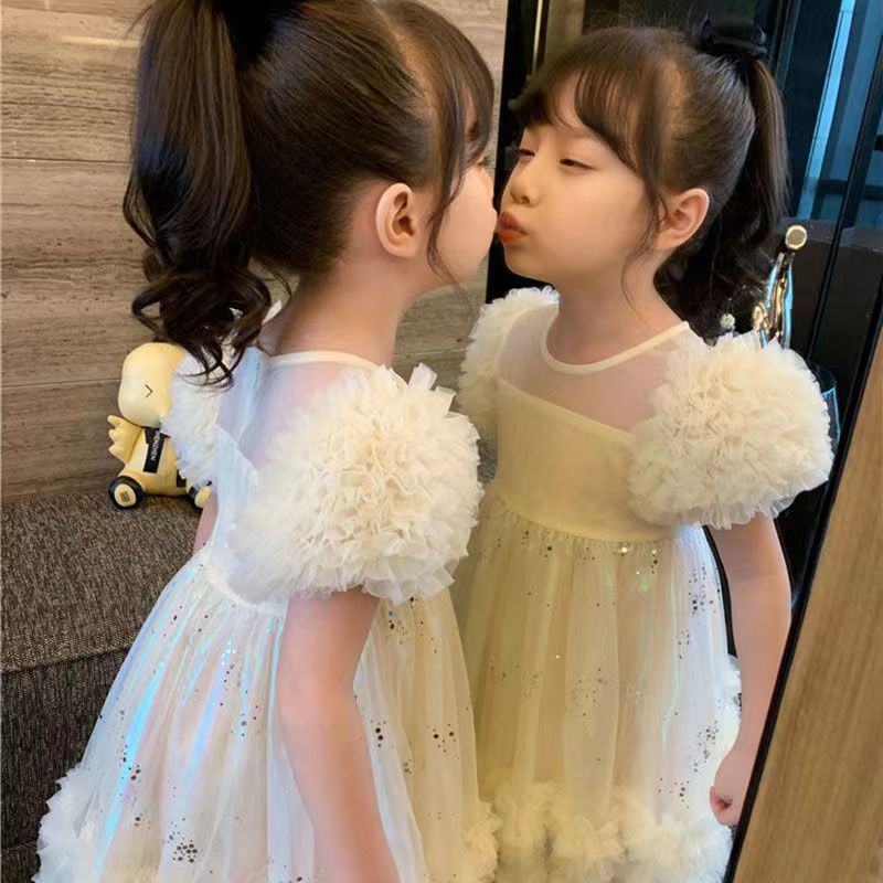 Đầm Công Chúa Thiết Kế Tay Ngắn Phong Cách Phương Tây Thời Trang Mùa Hè Mới Cho Bé Gái