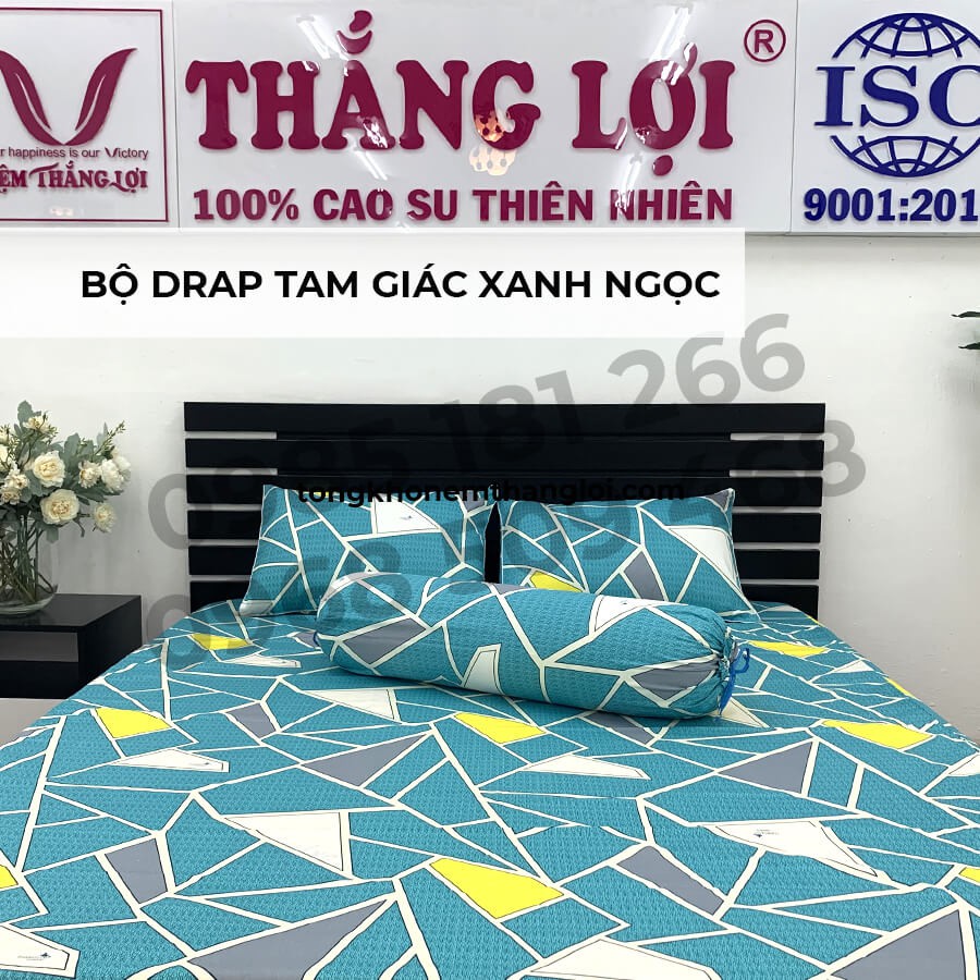 [Ảnh Thật] Tam Giác Xanh Ngọc - Bộ Drap Cotton 4 món Thắng Lợi Chính Hãng