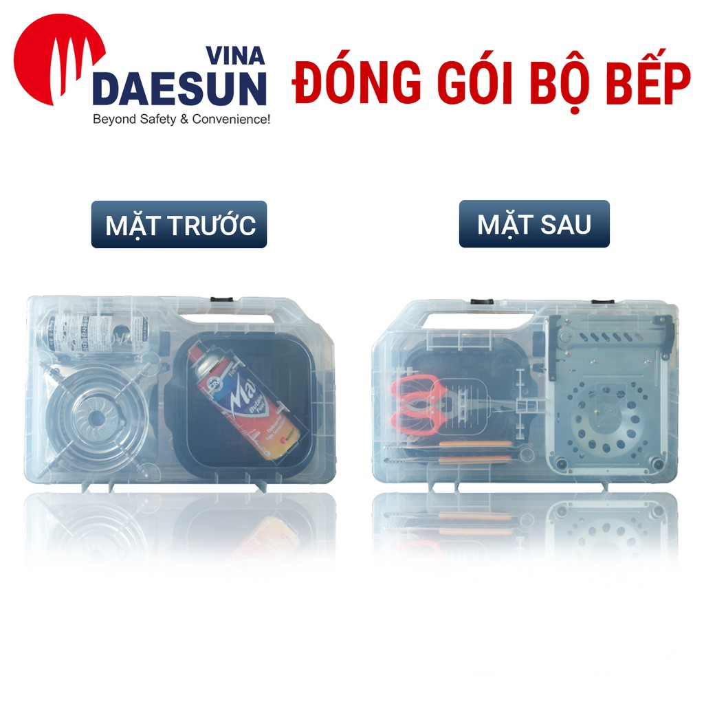 Bộ Bếp Ga Du Lịch MS-8000 PLUS (Bếp Ga Mini, Chảo Chống Dính, Kẹp Đồ Ăn, Kéo Đa Năng, Vali Trong Suốt) - Bảo Hành 12T