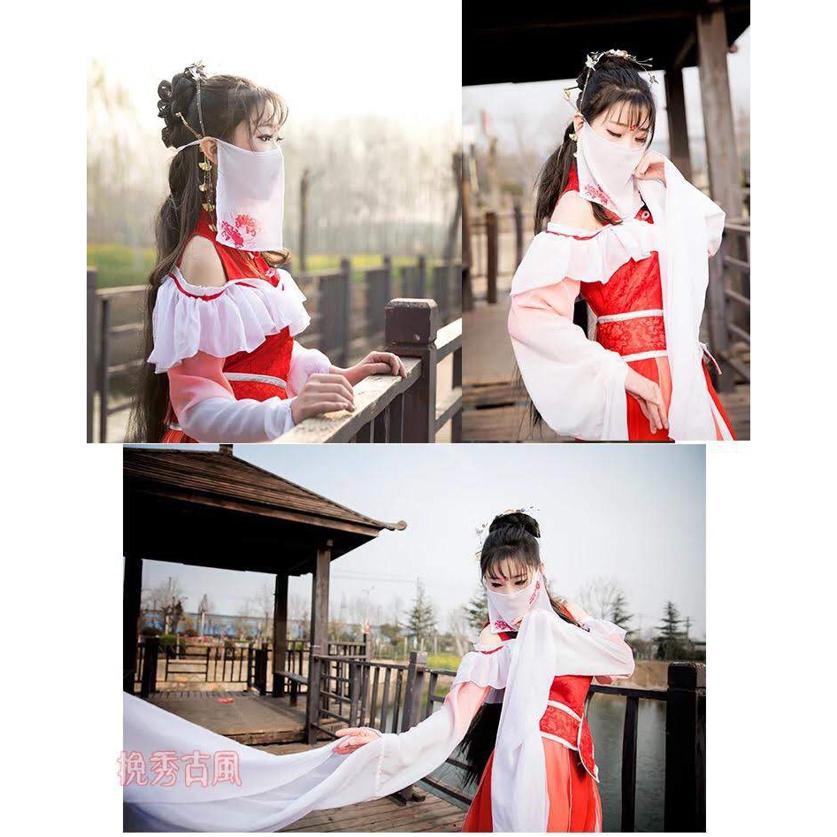 !! Mạng che mặt cổ trang mẫu thêu bỉ ngạn