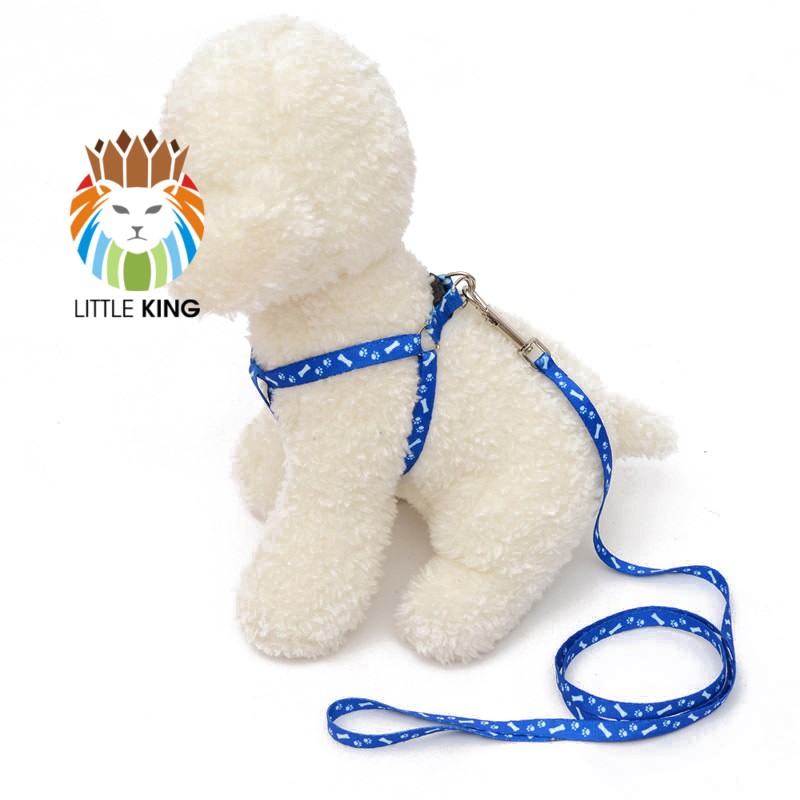 Dây dắt chó mèo kèm đai yếm vải mỏng bản 1cm cho chó mèo cỡ nhỏ Little King pet shop