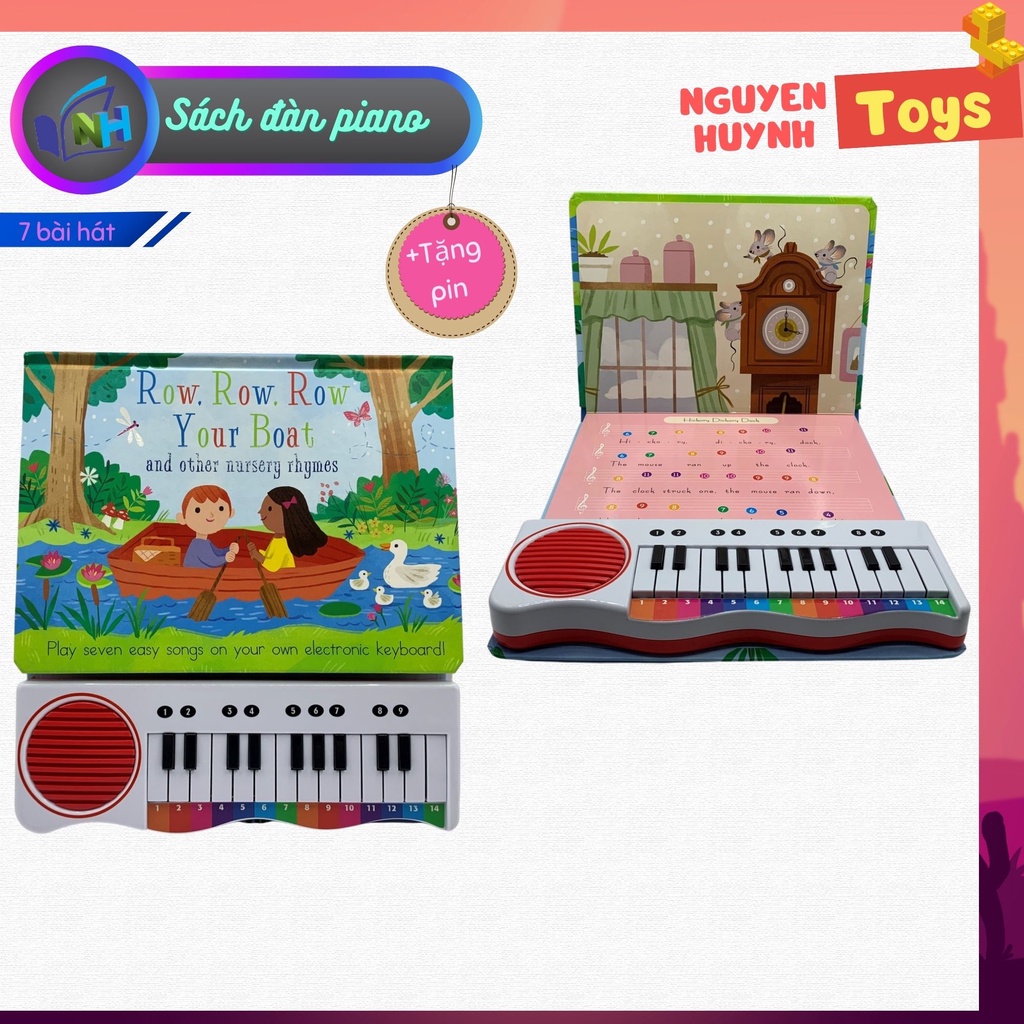 Đàn piano cho bé, sách âm thanh Piano book, hướng dẫn đàn, hát các bản nhạc thiếu nhi Tiếng Anh - Đồ chơi thông minh