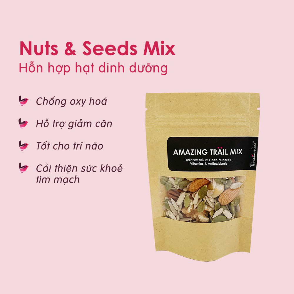 [COMBO DÙNG THỬ] Gói 50gx4 Nuts & Seeds Mix + Tropical Fruit Mix + Mixed Berries + Flassy Granola + Protein Smoothi