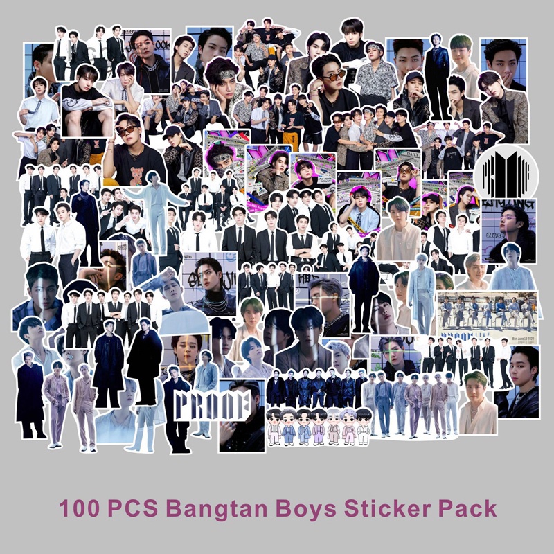 Bộ 100 Sticker Chống Thấm Nước Hình Kpop BTS Dán Trang Trí