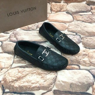 Louis Vuittion-Giày lười nam đính LV nhỏ in caro-mã Lv04