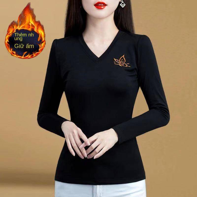 Áo thun tay dài plus size cho phụ nữ trung niên