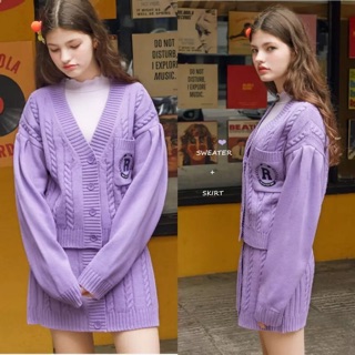 Set váy len tím Ulzzang👚