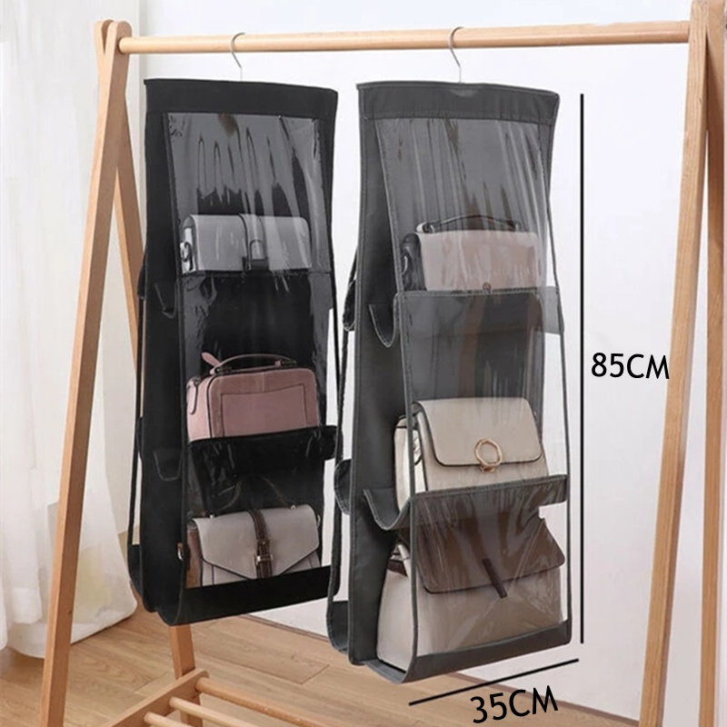1 Túi Treo 3 Tầng Xếp Gọn Sức Chứa Lớn 6 Ngăn Màu Trong Suốt Đựng Túi Xách