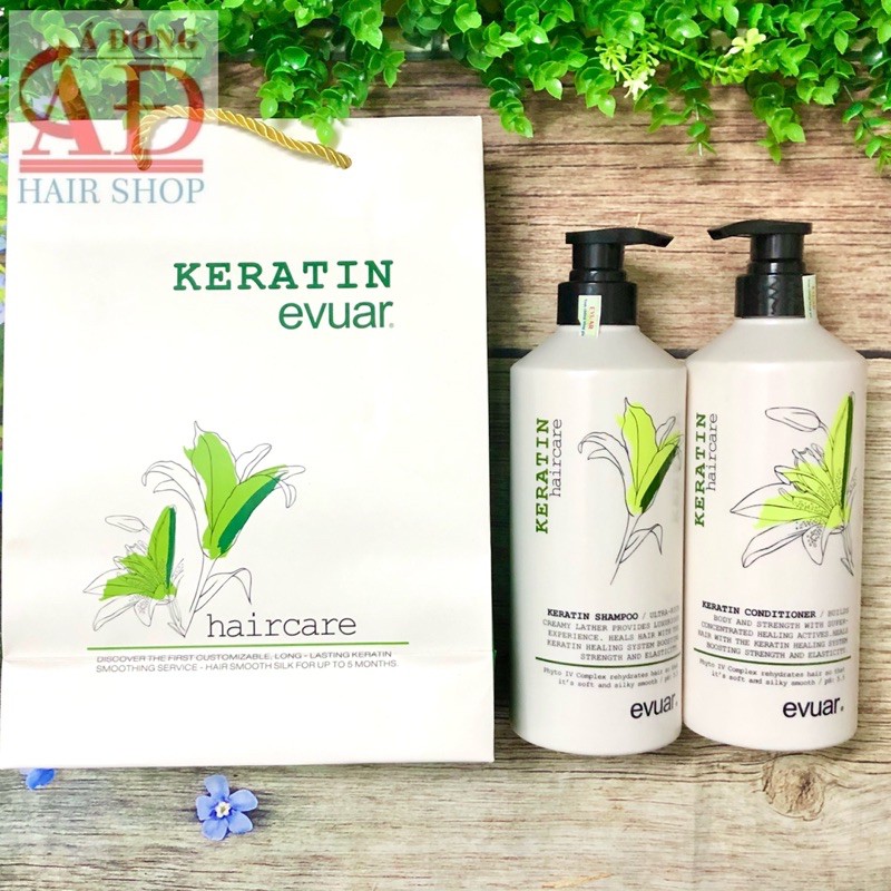 [Chính hãng] [Siêu rẻ] CẶP DẦU GỘI XẢ KERATIN EVUAR PHỤC HỒI TÁI SINH TÓC CHÍNH HÃNG Ý 758ML