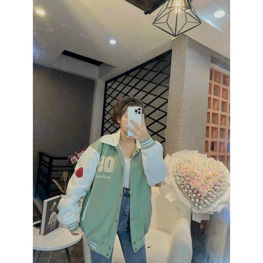 Áo Khoác Nữ 09 Nhung Tăm Phối Màu Tay Siêu Xinh, Áo Bomber Nữ Năng động HOT Hit