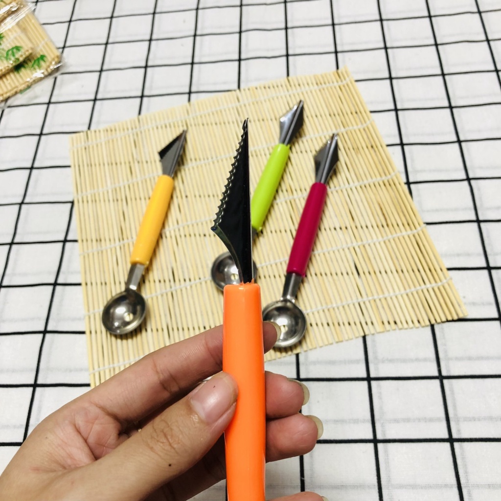Dụng cụ cắt gọt tỉa trái cây cho bé ăn dặm 2 đầu tiện dụng inox an toàn