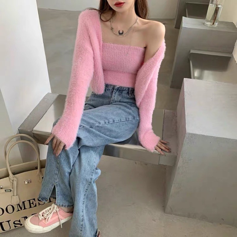 [SẴN]Set áo lông 2 món phong cách Hàn Quốc thu đông | BigBuy360 - bigbuy360.vn